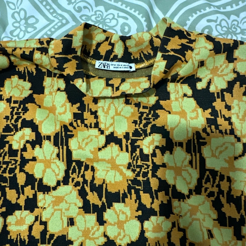 Zara Floral Skirt - Black and Yellow
